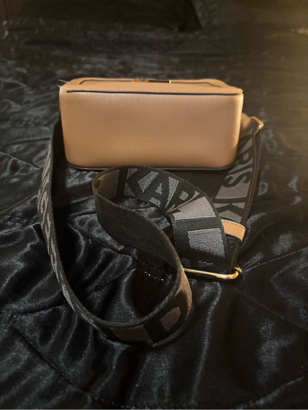 Karl Lagerfeld Paris Simone Top Handle Crossbody Bag Tan Honey Bear - Picture 6 of 11